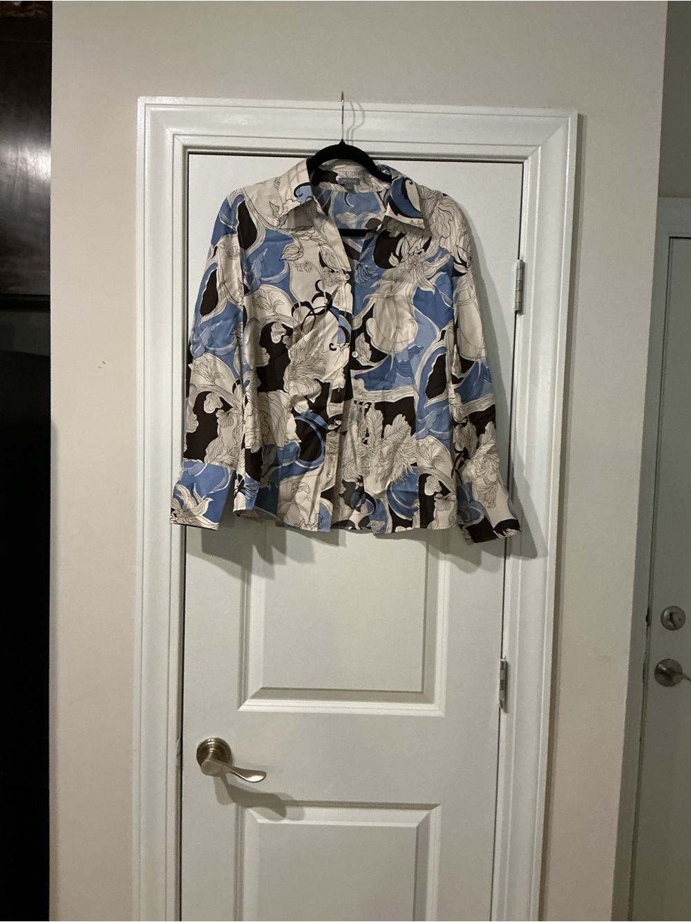 Ann Taylor Blue Floral-Print Button Front Jacket